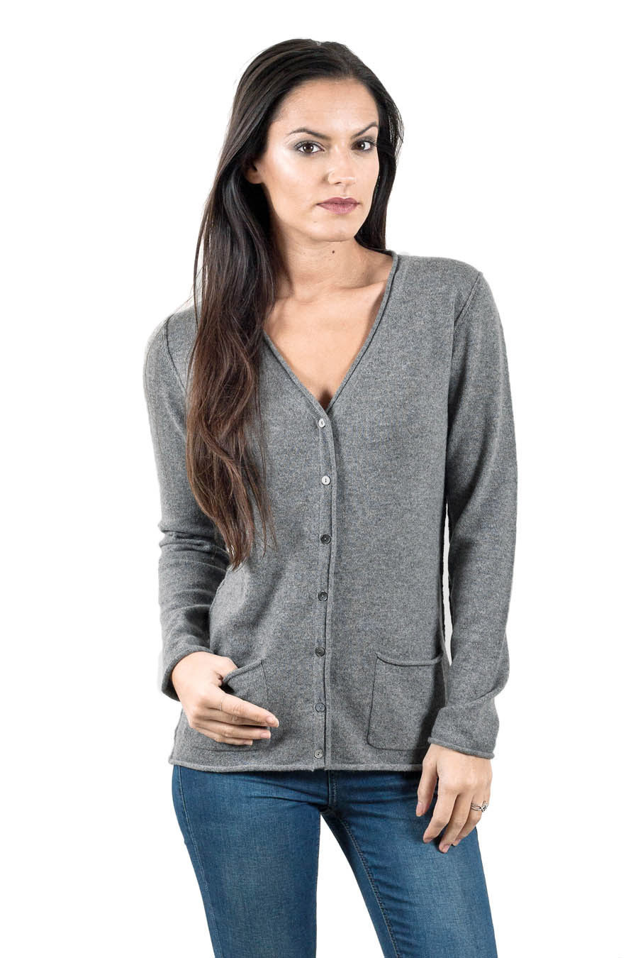 Woman cashmere cardigan grey