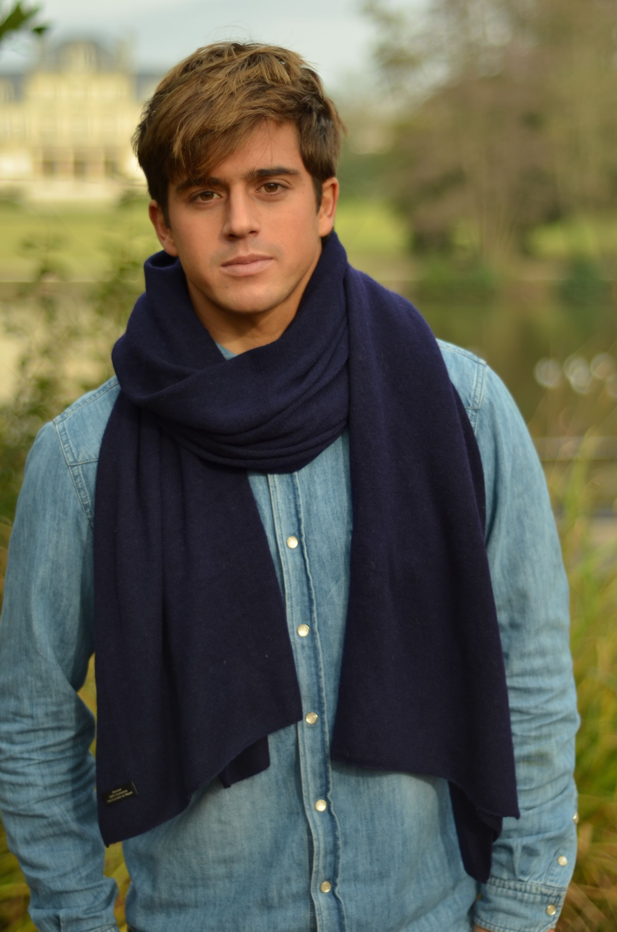 Navy Blue Cashmere Scarf | Pure Pashmina